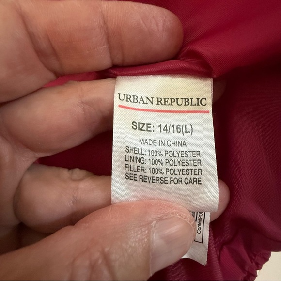 Urban Republic Puffer Jacket Fuchsia pink girls Large (14-16) coat bomber hooded - Picture 7 of 11